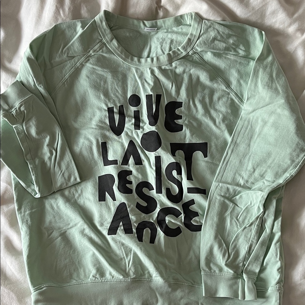 Clare V. “Vive La Resistance” lightweight sweatshirt - Mint, XL